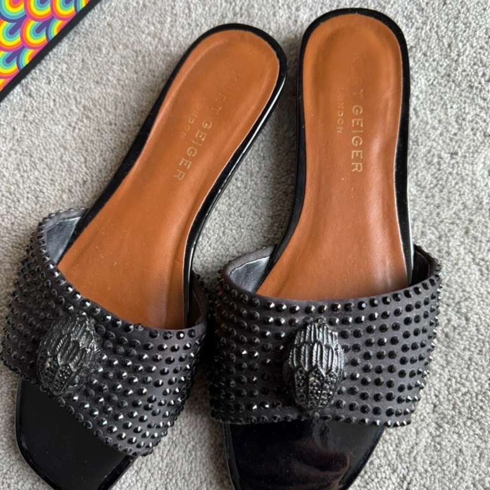 Women Kurt Geiger black mule sandal flat - Picture 2 of 9